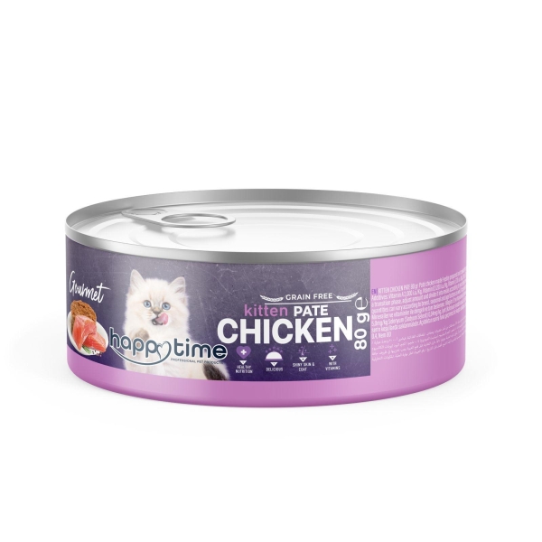 HAPPY TİME TAVUKLU EZME YAVRU KEDİ KON. 80GR*24